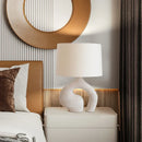 Axyaa White Resin Art Table Lamp, Modern LED Lighting for Living Room, Bedroom