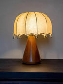 Wabi Sabi Silk-Inspired Desk Lamp by Axyaa: Artful Woodwork, Bedroom Warmth