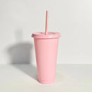 Axyaa Kawaii Coffee Cup Tumbler with Straw Lid - Portable Reusable BPA-Free Bottle