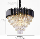 Axyaa Crystal Chandelier: Black Aluminum Luxury Pendant Light for Living Room and Hotel