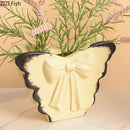 Pink Butterfly Ceramic Vase by Axyaa - Artificial Flowers Arrangement Vase for Aesthetic Room Decor