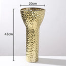 Axyaa Gold Ceramic Vase Hammer Pattern Room Aesthetic Decor