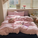 Axyaa Pink Grid Bedding Set 2025 Queen Full Size Flat Sheet Duvet Cover Pillowcase