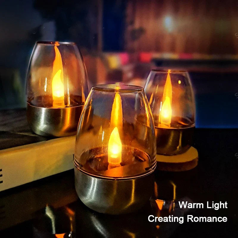 Solar Flameless Tea Lights by Axyaa: Waterproof Outdoor Rechargeable Candles