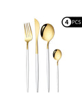 Axyaa 4-Piece Black Gold Stainless Steel Cutlery Set