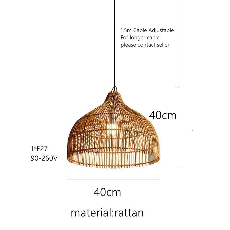Axyaa Wabi Sabi Bamboo Rattan Pendant Lamps for Bedroom Living Room Dining Bar