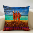 Axyaa African National Style Oil Painting Cushion Cover for Living Room Sofa Art