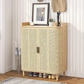 Axyaa 4-Door Wooden Storage Cabinet with Adjustable Shelf and Iron Legs