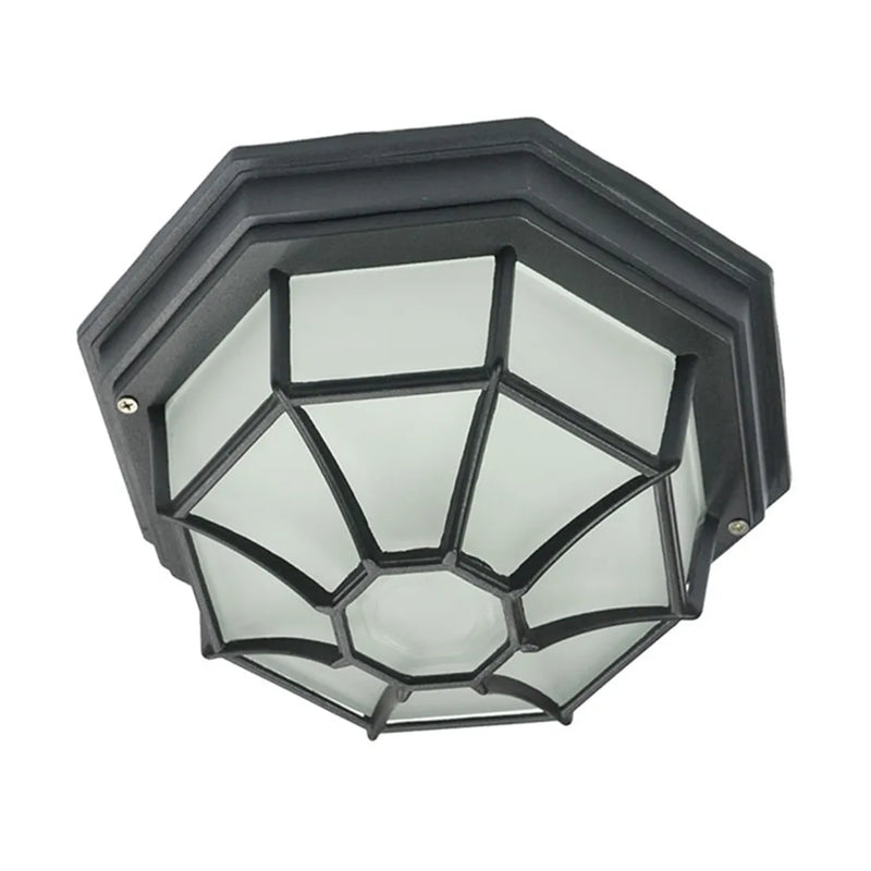 Axyaa Black Bronze Outdoor Ceiling Light E27 Flush Mount Lamp - Pathway Balcony Lighting