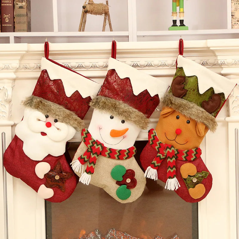 Axyaa Christmas Tree Hanging Gift Bag Santa Snowman Deer Socks