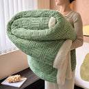 Axyaa Jacquard Lamb Fleece Blanket Set - Soft & Warm Milk Velvet, Queen Size