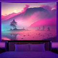 Axyaa Starry Sky Mountain Cherry Blossom Wall Hanging for Aesthetic Bedroom Decor