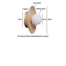 Axyaa Wood Glass Ball LED Wall Sconces, Bedroom Living Room Round Wall Lights