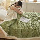 Axyaa Water Cube Fleece Blanket: Soft, Warm Double Layer Sofa Nap Flannel Blanket