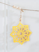 Axyaa 8-Pointed Star Acrylic Flag with Wooden Beads, Eid & Ramadan Ornaments