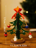 Axyaa Handcrafted Wooden Christmas Tree Ornament Green Festive Table Centerpiece