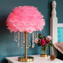 Nordic Feather Crystal Table Lamp by Axyaa - Luxury Bedroom Decor