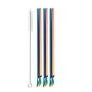 Axyaa Stainless Steel Wide Smoothie Straws 8-Pack with Cleaning Brush