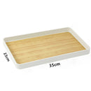 Axyaa Bamboo Pattern Storage Tray: Rectangular Teapot Plate, Kitchen Organizer