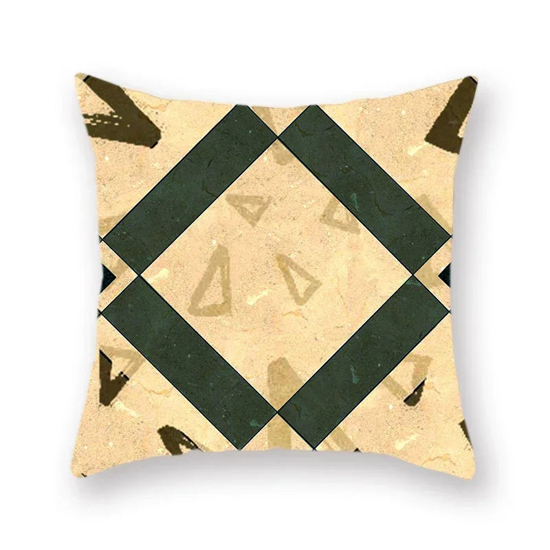Abstract Geometric Print Polyester Pillowcase by Axyaa - Home Decor Sofa Chair Car Pillow Cover
