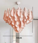 Axyaa Large Glass Chandelier: Pink Green Petal Pendant Light