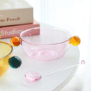 Axyaa Two Tone Glass Bowl with Ball Handles - Solid Color Glass Bowl