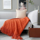Axyaa Nordic Knit Throw Blanket with Tassel - Soft, Textured, Plaid Design