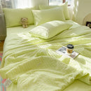 Axyaa Solid Color Summer Cool Quilt Set - Soybean Fiber Seersucker Air Conditioner Quilt