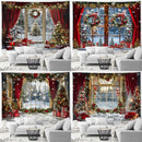 Winter Wonderland Tapestry: Christmas Tree Garland Window Wall Hanging by Axyaa