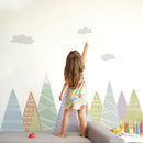 Axyaa Cartoon Mountain Wall Stickers for Kids Room Decor - Self-adhesive Fabric Decals