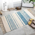 Axyaa Cotton Linen Tassel Rug Carpets for Home Decor - Boho Ethnic Anti-slip Floor Mat