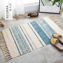 Axyaa Cotton Linen Tassel Rug Carpets for Home Decor - Boho Ethnic Anti-slip Floor Mat