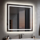 Axyaa Square LED Bathroom Mirror with Touch Sensor, Dimmable Light, and Demister Pad
