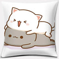 Peach Cat Pattern Decorative Pillowcase by Axyaa - Home Office Square Cover