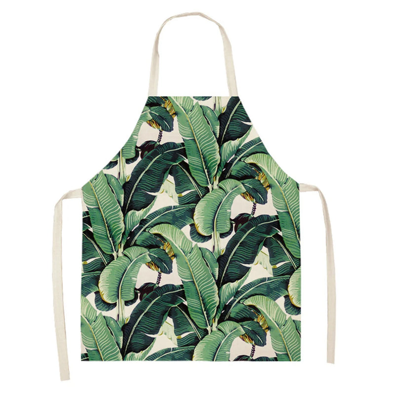 Axyaa Large Leaves Kitchen Ladies' Apron - Tropical Plants Design