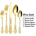 Axyaa Gold Stainless Steel Cutlery Set - Knife Fork Spoon FlatwareLuxury Dining Tableware