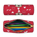 Axyaa Leather Pencil Case Mickey Minnie Mouse Design Big Capacity Zipper School Stationery