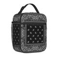 Axyaa Paisley Bandanna Border Insulated Lunch Bag - Portable Thermal Lunch Box