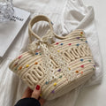 Axyaa Women's Woven Beach Tote: Lightweight Artistic Holiday Shoulder Bag