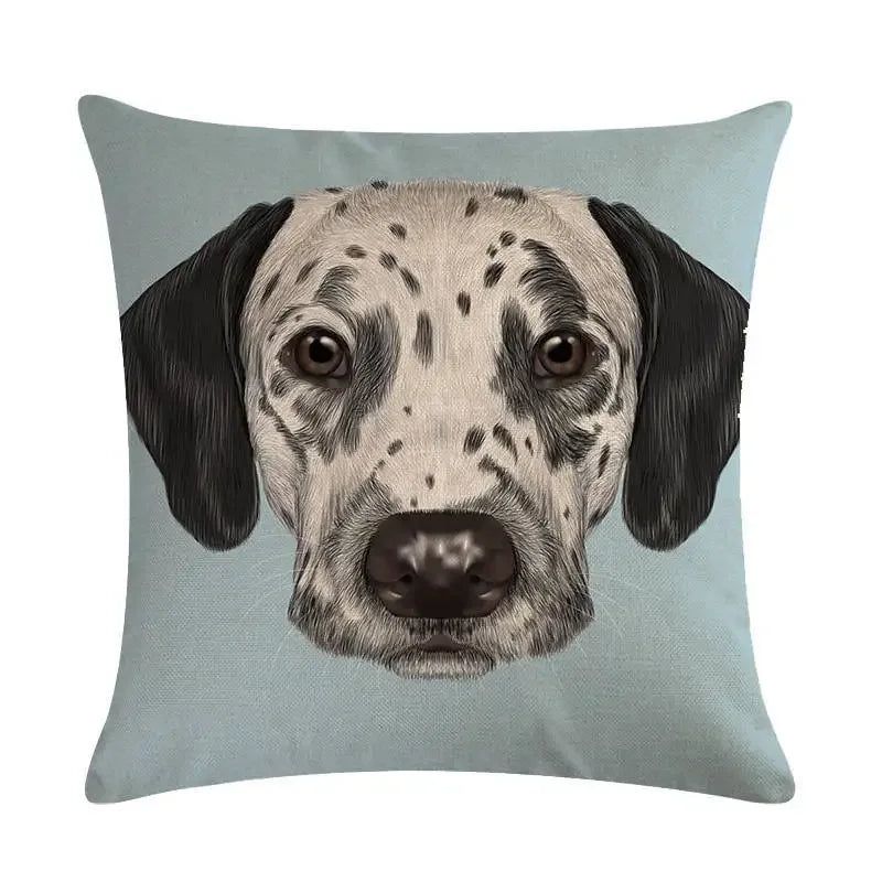 Cartoon Dog Cushion Cover by Axyaa - Linen Pet Pillow for Home Office Sofa Decor