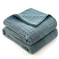 Axyaa Waffle Cotton Throw Blanket for Bed & Sofa - Soft & Breathable Summer Plaid Blanket