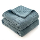 Axyaa Waffle Cotton Throw Blanket for Bed & Sofa - Soft & Breathable Summer Plaid Blanket