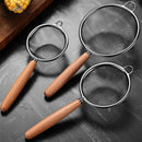 Axyaa Stainless Steel Mesh Filter with Wooden Handle - Kitchen Baking Essentials