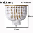 Axyaa Gold Frame White Beads Chandelier with Crystal Shade