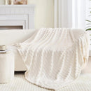 Axyaa Bubble White Plush Blanket: Textured Flannel Fleece Throw, Soft Cozy Couch Christmas Gift