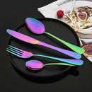 Axyaa 24-Piece Stainless Steel Rainbow Cutlery Set and Tableware