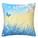 Axyaa Butterfly & Cat Landscape Pillow Cover - Sofa, Bedroom, Car Pattern Cushion Cover