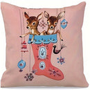 Axyaa Christmas Pillowcase: Santa Claus Fawn Pattern Decoration for Home Sofa