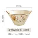 Axyaa Ceramic Cat Ramen Bowl with Holes Bamboo Hat Large Speaker