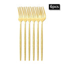 Axyaa Gold Hammered Cutlery Set - Stainless Steel, Dishwasher Safe